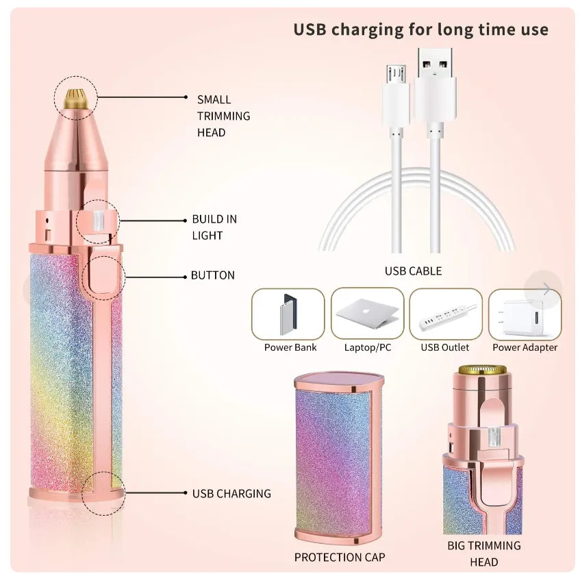 Electric Rechargeable Hair Remover Trimmer For Women